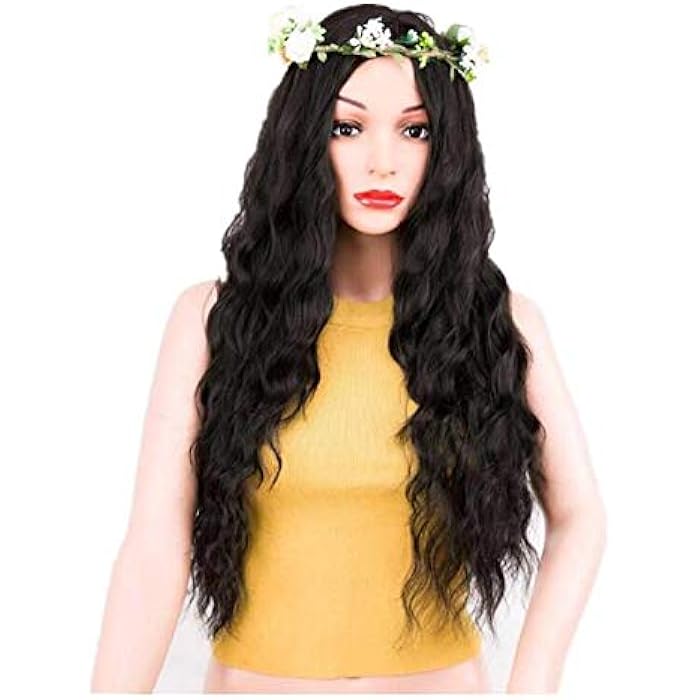 DILLARDS Black Wavy Wig Synthetic Natural Long Curly Wigs Loose Body Wave Wigs Heat Resistant Fiber Full Wigs For Women - Image 2